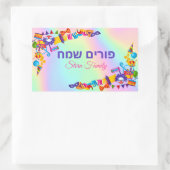 Holografisch Kind met Hebreeuws Happy Purim Rechthoekige Sticker (Tas)