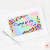 Holografisch Kind met Hebreeuws Happy Purim Rechthoekige Sticker (Envelop)