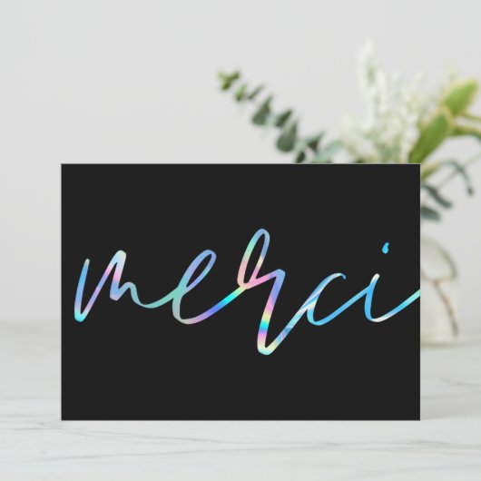 Holografisch kleurig Merci Custom Hartelijk dank Kaart (Staand voorkant)