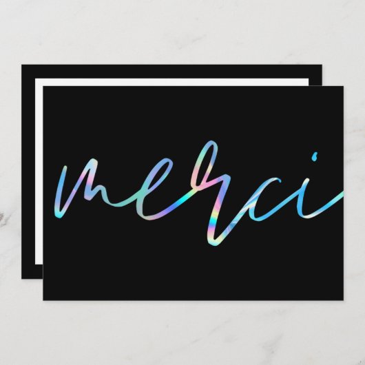 Holografisch kleurig Merci Custom Hartelijk dank Kaart (Voorkant / Achterkant)