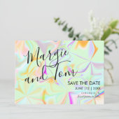 Holografisch kleurig typografie Sla de datum op Kaart (Staand voorkant)