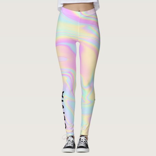 Holografisch kleurige regenboog op maat leggings (Voorkant)