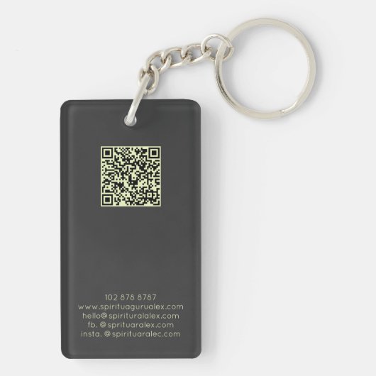 Holografisch Kristal Edelsteen QR Code Zwart Sleutelhanger (achterkant)