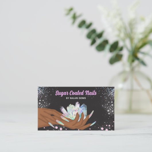 holografisch kristal Glitter-nagels Visitekaartje (Staand voorkant)