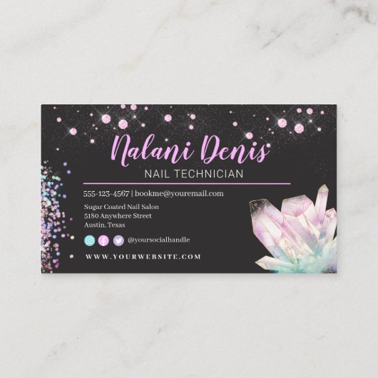  holografisch kristal Glitter-nagels Visitekaartje (Achterkant)