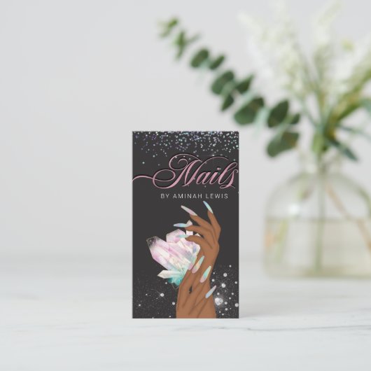 holografisch kristal Glitter-nagels Visitekaartje (Staand voorkant)