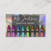Holografisch leraar naam regenbooghologramkrayons visitekaartje (Voorkant)