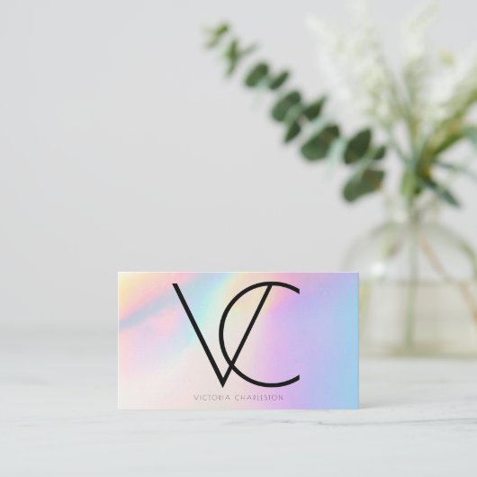 Holografisch licht, moderne Initialen Visitekaartje (Staand voorkant)