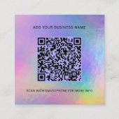 Holografisch Logo Business Website QR-code toevoeg Vierkante Visitekaartje (Voorkant)