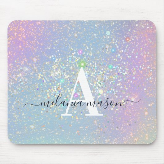 Holografisch logo Glitter Elegant Sparkles Monogra Muismat (Voorkant)