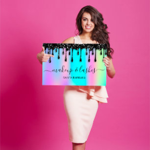 Holografisch Logo QR-code Lash Makeup Hair Black  Visitekaartje