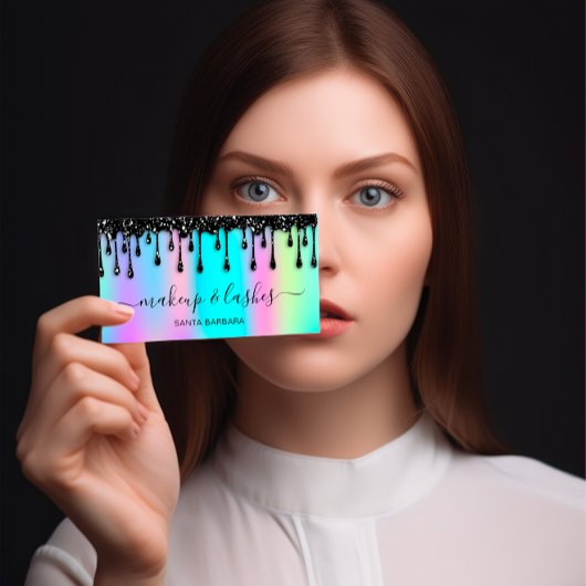 Holografisch Logo QR-code Lash Makeup Hair Black Visitekaartje