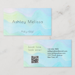 Holografisch make-up artiest pastel regenboog QR Visitekaartje