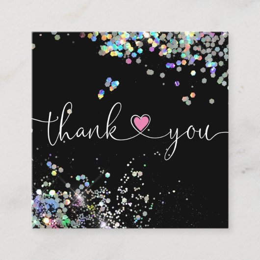 holografisch manuscripthart bedankt u voor uw orde vierkante visitekaartje (Voorkant)