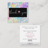 holografisch manuscripthart bedankt u voor uw orde vierkante visitekaartje (Voorkant / Achterkant)