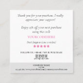 holografisch manuscripthart bedankt u voor uw orde vierkante visitekaartje (Achterkant)