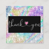 holografisch manuscripthart bedankt u voor uw orde vierkante visitekaartje (Voorkant)