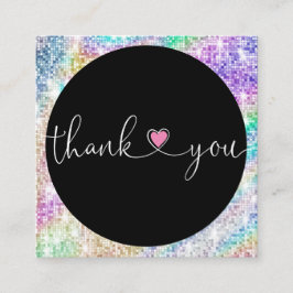 holografisch manuscripthart bedankt u voor uw orde vierkante visitekaartje