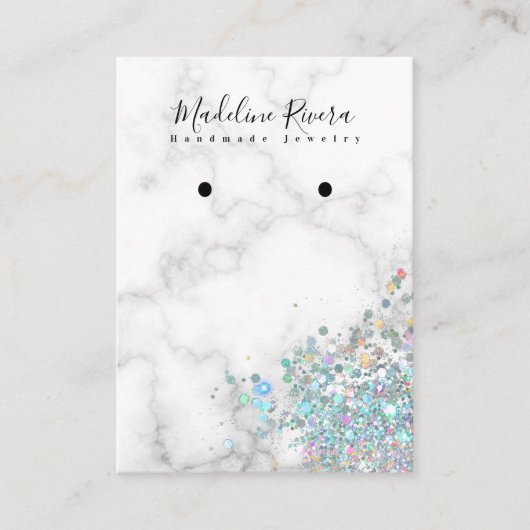 Holografisch marmer White Earring Display Kaart Contactkaartje (Voorkant)
