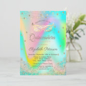 Holografisch Masque, lampjes, kant, sterren Quince Kaart (Staand voorkant)