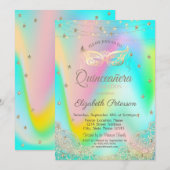 Holografisch Masque, lampjes, kant, sterren Quince Kaart (Voorkant / Achterkant)