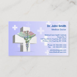 Holografisch Medisch 3D Caduceus White Cross Afsprakenkaartje