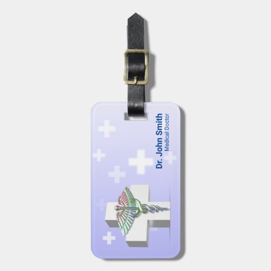 Holografisch Medisch 3D Caduceus White Cross Bagagelabel (Voorkant verticaal)