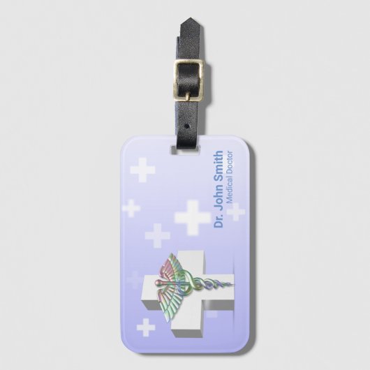 Holografisch Medisch 3D Caduceus White Cross Bagagelabel (Voorkant (verticaal))