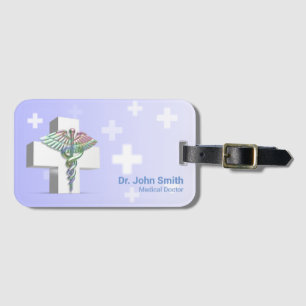 Holografisch Medisch 3D Caduceus White Cross Bagagelabel