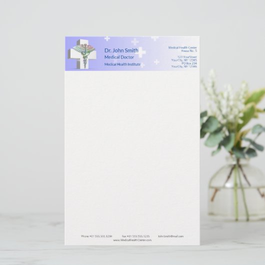 Holografisch Medisch 3D Caduceus White Cross Briefpapier (Staand voorkant)