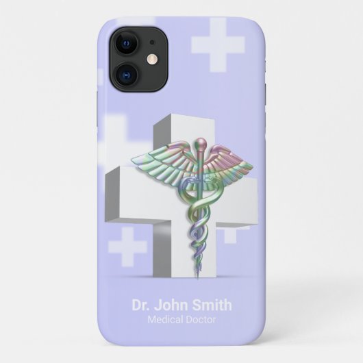 Holografisch Medisch 3D Caduceus White Cross Case-Mate iPhone Case (Achterkant)