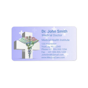 Holografisch Medisch 3D Caduceus White Cross Etiket