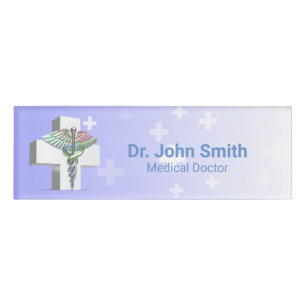 Holografisch Medisch 3D Caduceus White Cross Naambadge