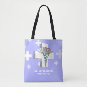 Holografisch Medisch 3D Caduceus White Cross Tote Bag