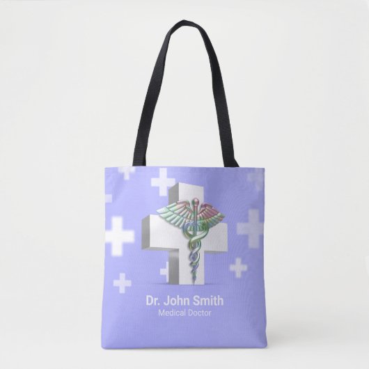 Holografisch Medisch 3D Caduceus White Cross Tote Bag (Voorkant)