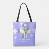 Holografisch Medisch 3D Caduceus White Cross Tote Bag (Achterkant)