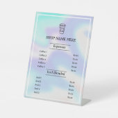 Holografisch | Minimalistisch kanaalmenu Café Reclamebord Met Voetstuk (Voorkant)