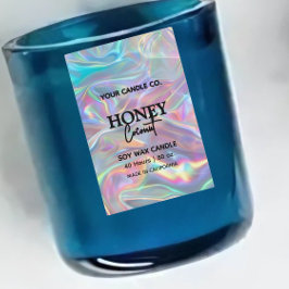 holografisch minimalistisch verticaal kaarslabel voedselcontainer etiket