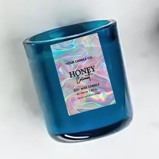 holografisch minimalistisch Verticale kaars label Voedselcontainer Etiket