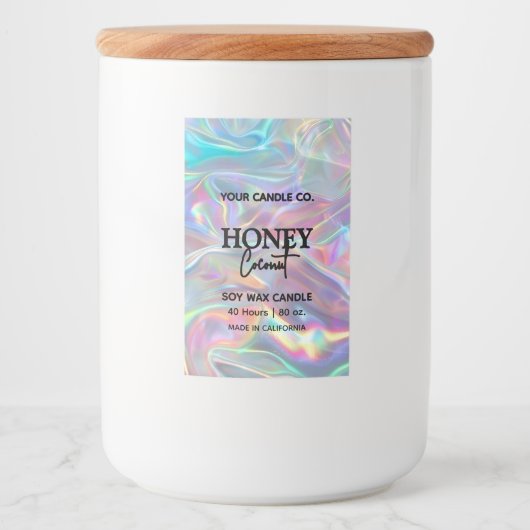 holografisch minimalistisch Verticale kaars label Voedselcontainer Etiket (Voorkant)