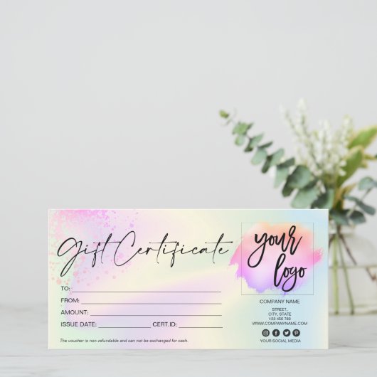 holografisch modern cadekaarcertificaat toevoegen  (Staand voorkant)