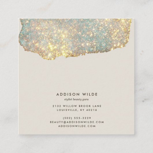 Holografisch modern Glam Glitter Bracelet Display Vierkante Visitekaartje (Achterkant)