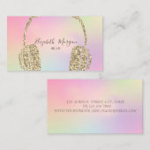 Holografisch modern Gold Glitter-hoofdtelefoon DJ Visitekaartje (Voorkant / Achterkant)