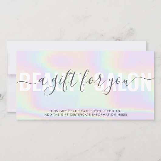 Holografisch modern pastelregenboogsalon met cadea (Voorkant)