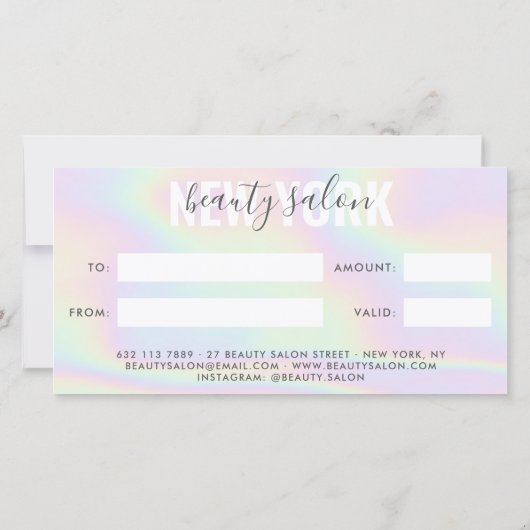 Holografisch modern pastelregenboogsalon met cadea (Achterkant)