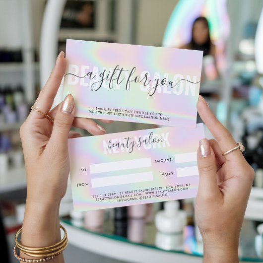 Holografisch modern pastelregenboogsalon met cadea