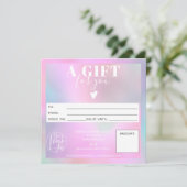 Holografisch modern vierkant cadeauboncertificaat (Staand voorkant)