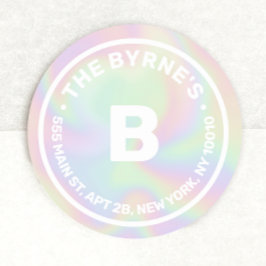 Holografisch monogram adres Klassieke ronde sticke Sticker