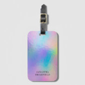 Holografisch monogram modern iriserend reizen bagagelabel (Voorkant (verticaal))