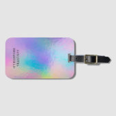 Holografisch monogram modern iriserend reizen bagagelabel (Voorkant (horizontaal))